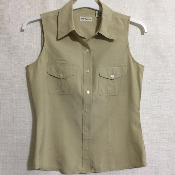 Ann Taylor Tops - Ann Taylor Beige Blouse 100% Silk Sz 6